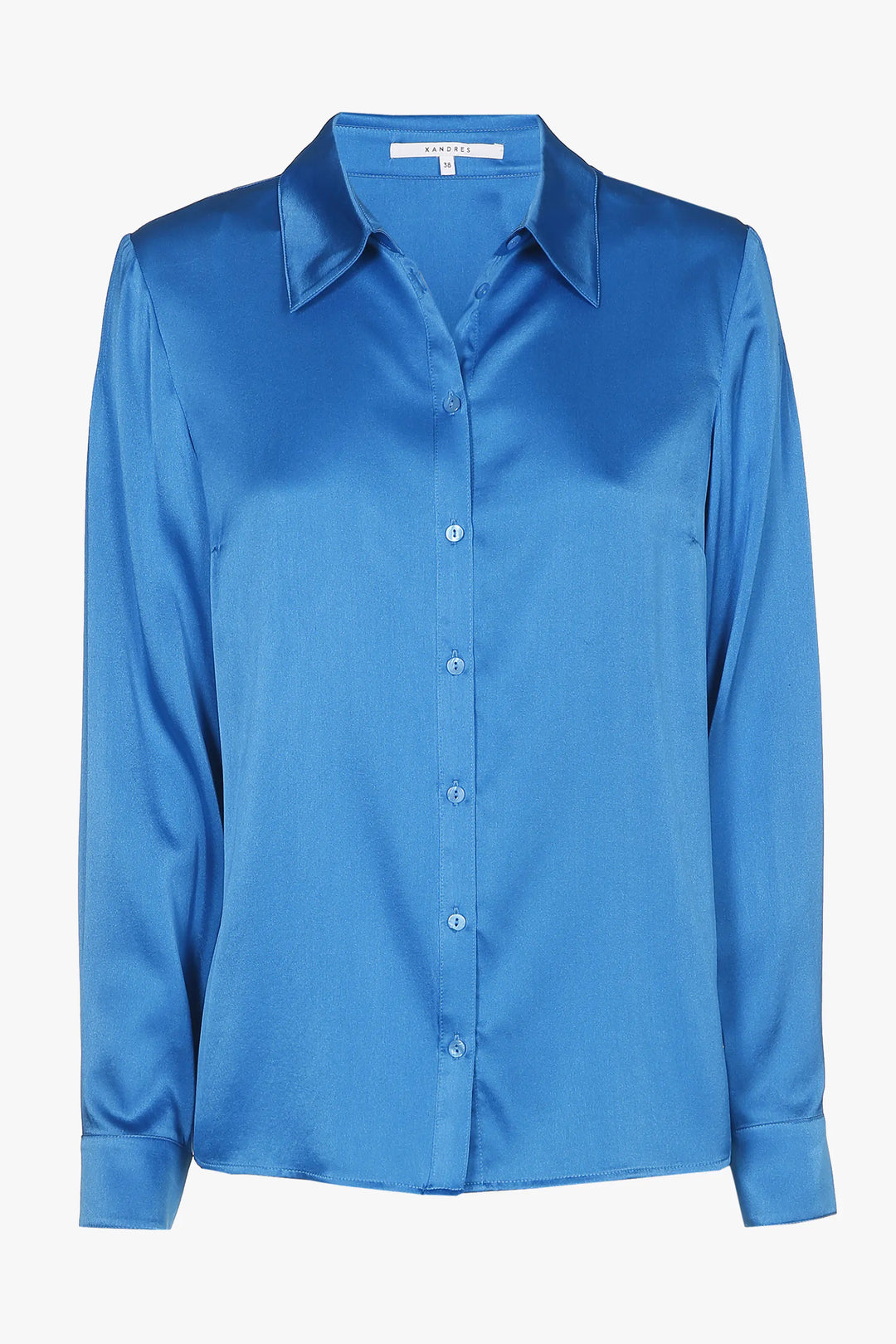 zijde blouse in miami blue - xandres - - grote maten - dameskleding - kledingwinkel - herent - leuven