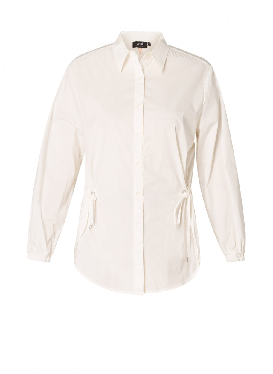 dunne blouse met striksnoer - yesta - A003537 - grote maten - dameskleding - kledingwinkel - herent - leuven