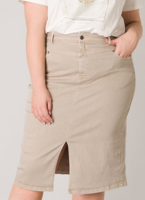 jeansrok van comfortabele stretch katoen - yesta - - grote maten - dameskleding - kledingwinkel - herent - leuven
