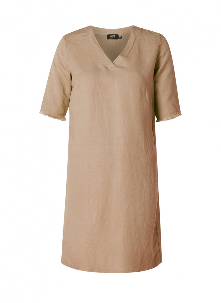 bruine linnen tuniek - yesta - A003881 - grote maten - dameskleding - kledingwinkel - herent - leuven