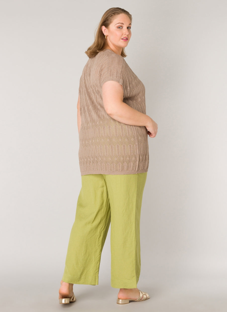 lichtbruin shirt met prachtig patroon - yesta - A003900 - grote maten - dameskleding - kledingwinkel - herent - leuven