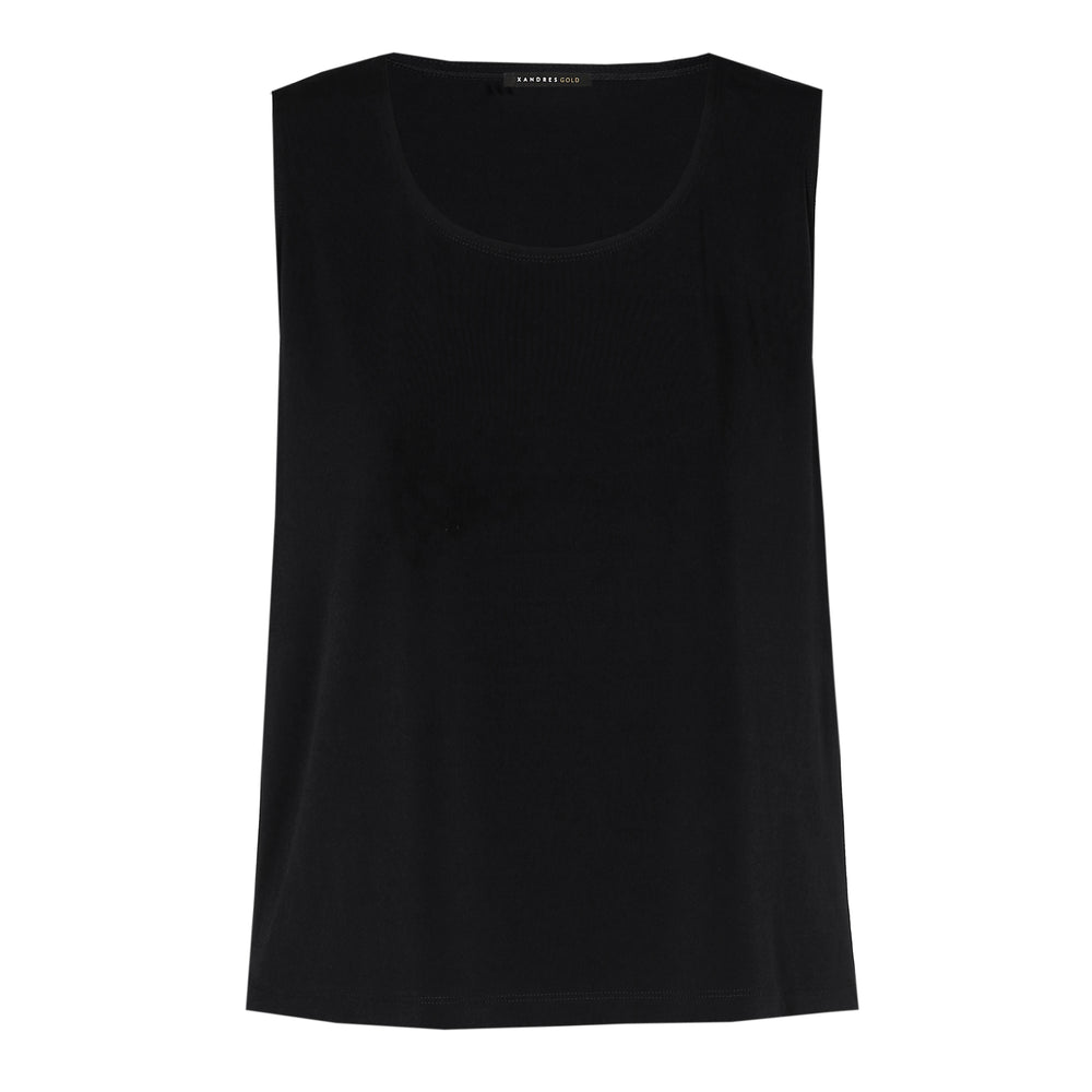 zwarte top in fijne crêpe - xandres essentials - - grote maten - dameskleding - kledingwinkel - herent - leuven