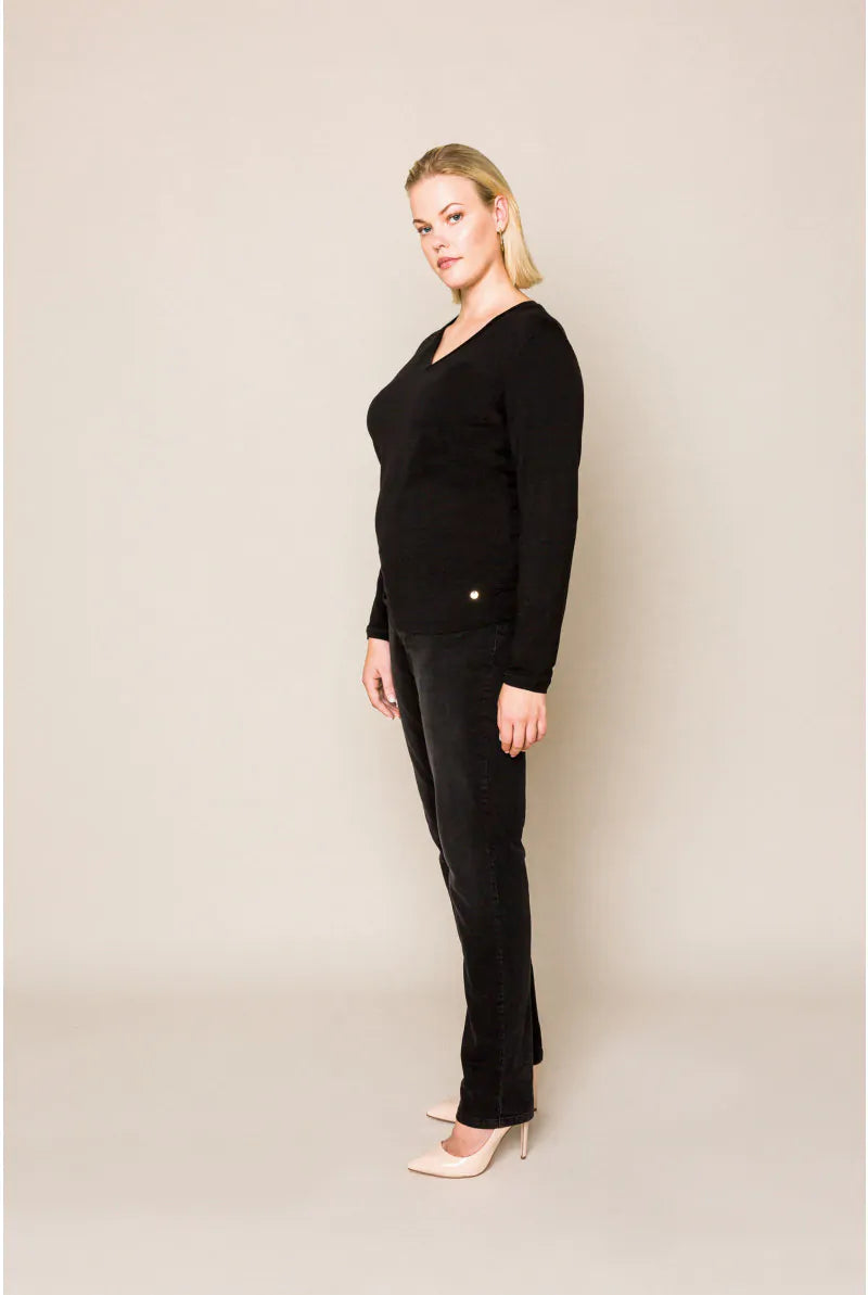 zwarte extra lange jeansbroek - xandres essentials - - grote maten - dameskleding - kledingwinkel - herent - leuven