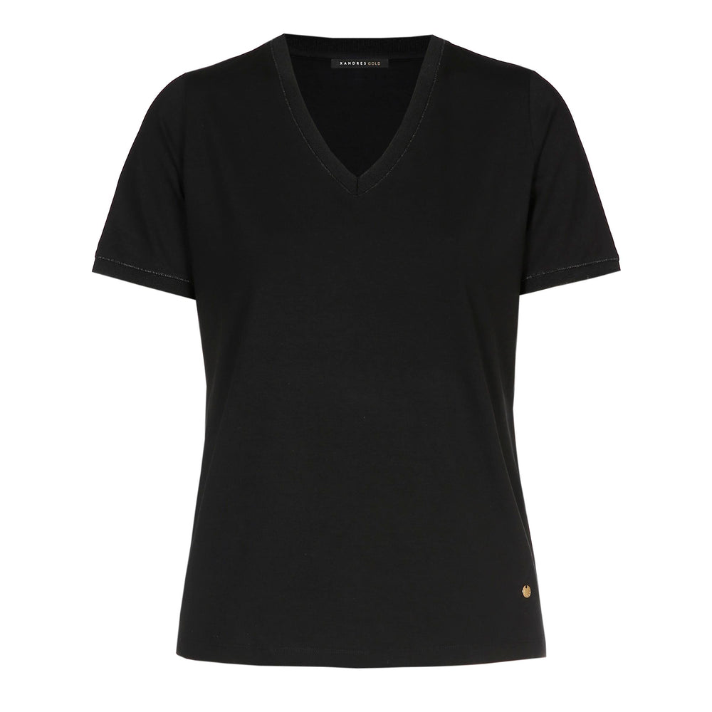 zwart basis t-shirt floy - xandres essentials - - grote maten - dameskleding - kledingwinkel - herent - leuven
