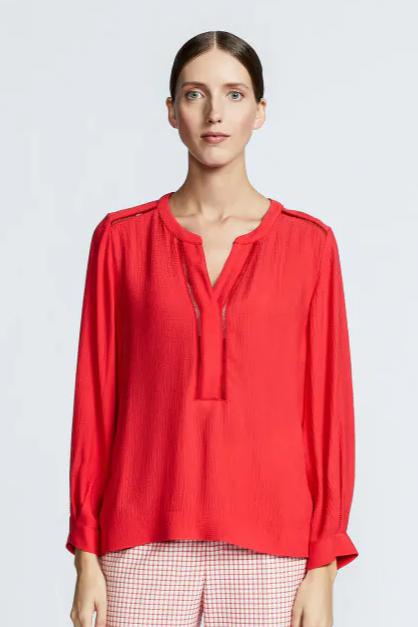 hibiscus rode blouse van viscose - xandres - - grote maten - dameskleding - kledingwinkel - herent - leuven