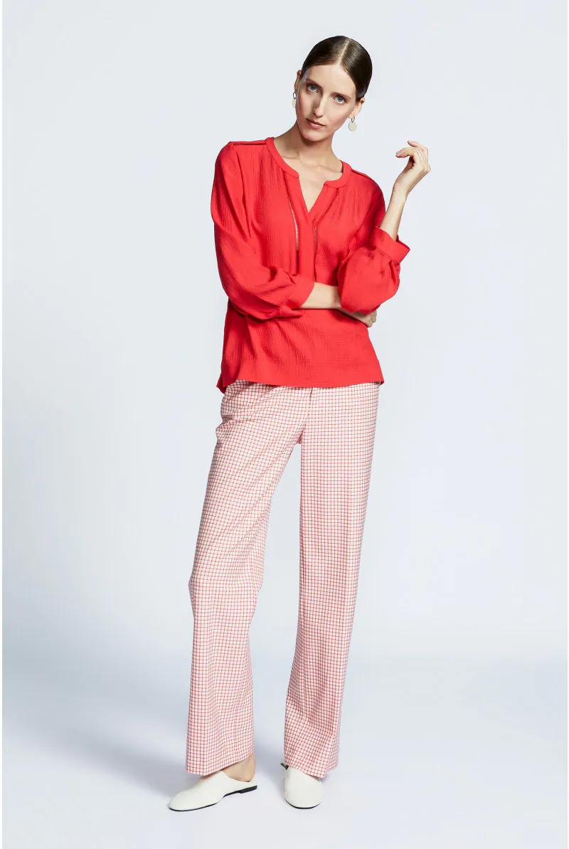 hibiscus rode blouse van viscose - xandres - - grote maten - dameskleding - kledingwinkel - herent - leuven